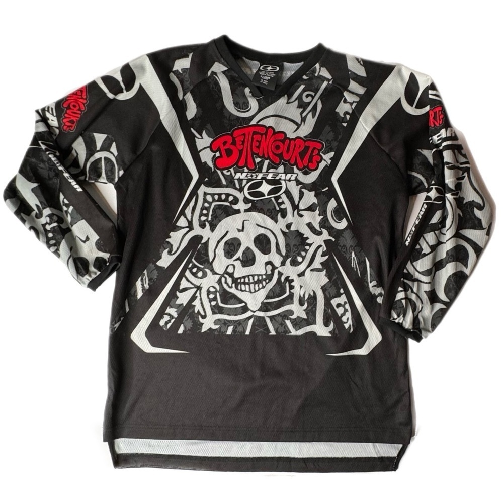 Bettencourt’s No Fear Skull Motocross Y2K Jersey Youth Size XL
